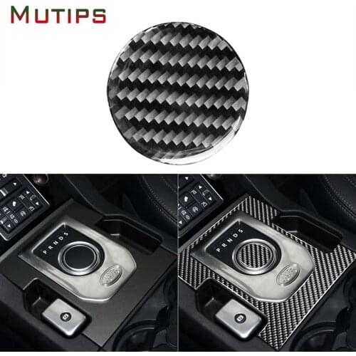 Mutips Car Gear Shift Knob button Cover Round Carbon Fiber Sticker Accessories Interior For Land Rover Discovery 4 2010-2016