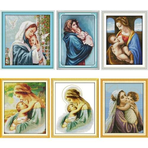 Cross Stitch Kit Madonna and Child Patterns Counted 11CT 14CT Stamped Printed Canvas Needlework Embroidery Needlework Decor Set