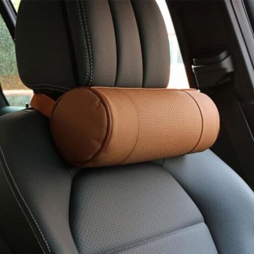 Memory Foam Auto Nekkussen/Lederen Auto Cervicale Ronde Roll Bureaustoel Bolster Hoofdsteun Ondersteunt Kussen Black