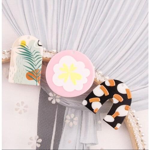 4pcs Summer Style Pink Round Resin Charms U Shape Ear Pendant DIY Jewelry Earring Making