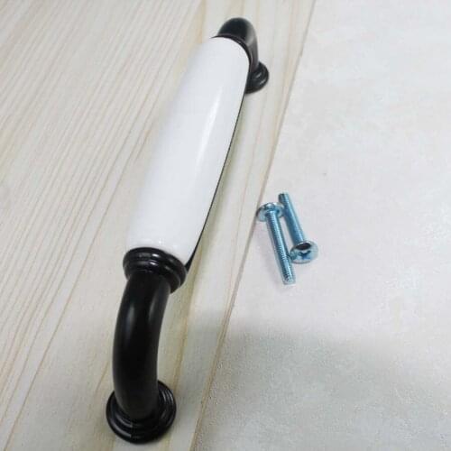 128mmmodern simple white black furniture handle white ceramic kitchen cabinet drawer pull knob 5" black dresser door handles