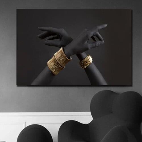 Modern Style Gold Hand Bracelet Painting on Canvas African Art Posters And Prints Wall Picture For Room Cuadros Home Decoration