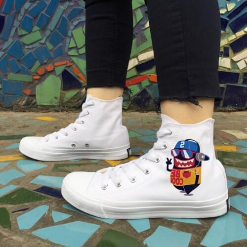 Wen BE COOL Scissors Hand Gestures Tiny Monster Original Design Hi-top Canvas Mens Skate Shoes White Black Womens Sneakers