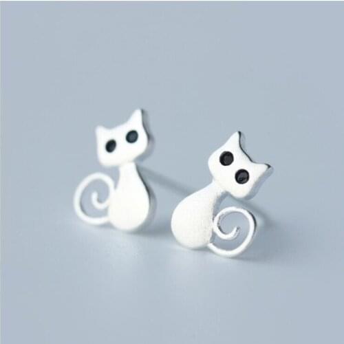 Shuangshuo Lovely Cat Stud Earrings for Women Cat Earings Fashion Jewelry Animal Earring Female boucle d'oreille femme 2017 S062