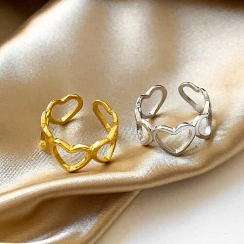 Fashion Personality Simple Retro Luxury S925 Sterling Silver Heart Love Adjustable Gap Ladies Ring Fashion Punk Style Jewelry