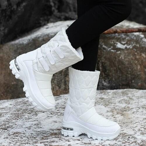 TYDZSMT Platform Boots Winter Women 2021 Keep Warm Plush Female Size 35-42 Black Snow Boots Mid-Calf Flat Non-slip Botas Mujer