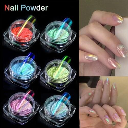 1PC Fashion Transparent Chrome Nail Powder Glitter Laser Holo Shimmer Nail Art Decorations Manicure Shining UV Gel Polish
