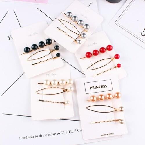 1sat=3pcs metal Fashion Romantic Pearl Clip Hairpin Women Girls Hair Clamp Barrette Accessories for Girls Hairgrip Headdres