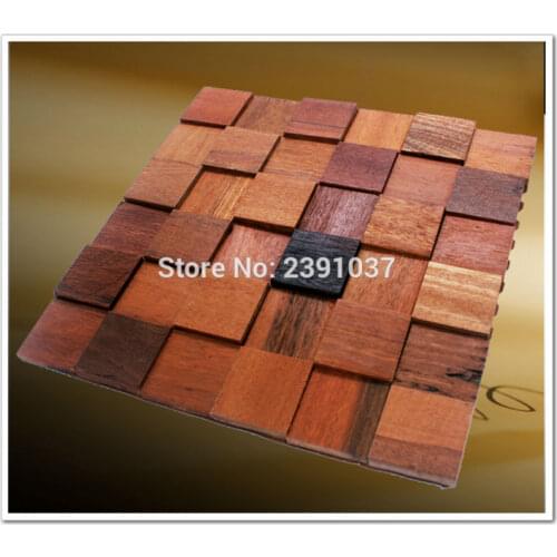 1 Box (11sheet) New Vintage wood mosaic tiles home walls decoration material backsplash 3D panels wood mosaic tile Size 30*30cm