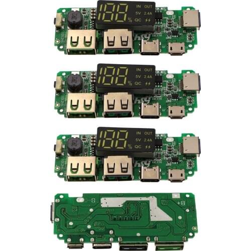 4pcs Dual USB 5V 2.4A Mobile Power Bank Charging Module Lithium Battery Charger Boards Circuit Protection LED