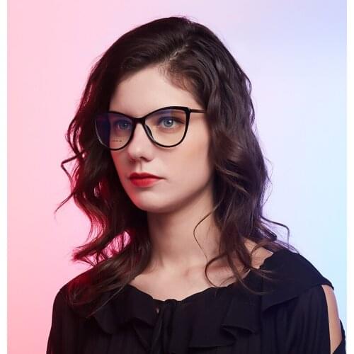 46978 Plastic Titanium Cat Eye Glasses Frame Men Women Optical Fashion Anti Blue Computer Eyeglasses