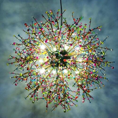 Retro LOFT Spark Colorful Fireworks Acrylic Dandelion Chandelier For Dining Kitchen Island hanging Light globe chandelier