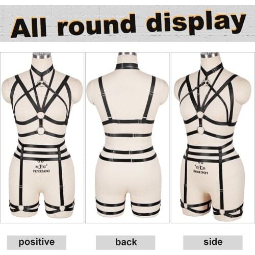 Hollow Bra Full Body Harajuku Exotic Sets Fetish Plus Size Sexy Lingerie Porn Women Fetish Dress Harness Fashion Dance Costume