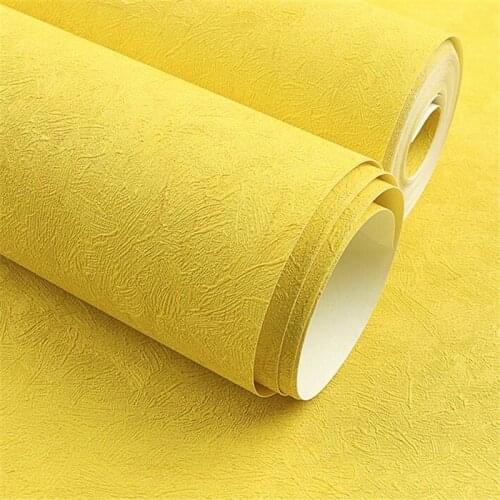 Beibehang Nordic modern minimalist solid color lemon yellow plain diatom mud wallpaper living room bedroom background wall paper