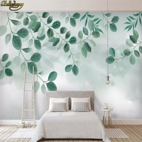Beibehang Custom Green leaf plant watercolor tv background Landscape Wallpaper Living Room TV Bedroom Backdrop mural Wall paper