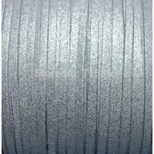Free Ship 100 Meters 10mm x 1.5mm Metallic Silver Flat Faux Suede Leather Cord For Necklace and Bracelet