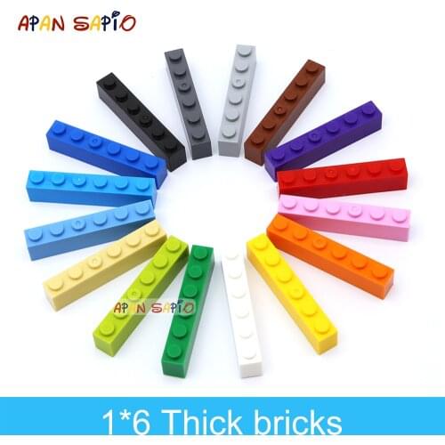 40pcs DIY Building Blocks Thick Figures Bricks 1x6 Dots Educational Creative Size Compatible With 3009 Plastic Toys for Children