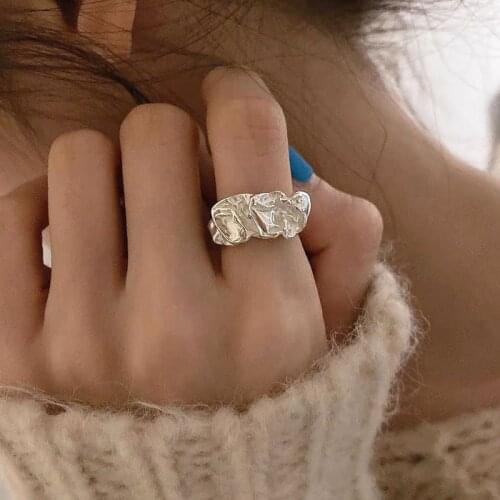 Big Irregular Opening Silver Color Finger Rings For Women Fashion Jewelry Cool Personality Wide Ring Jewellery Girl Gifts