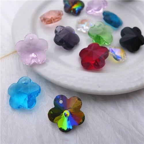 Flower shape crystal pendants 10mm/14mm bead women jewelry DIY accessories rainbow ab bead glass curtain hanging parts lamp drop
