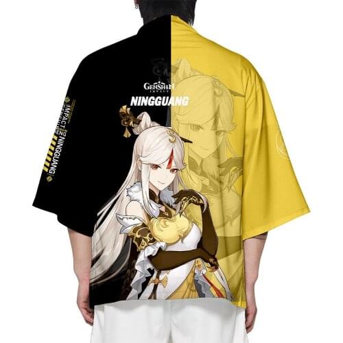 2021 Hot Sale Genshin Impact Kimono Zhongli Yukata Men Women Cardigan Blouse Haori Obi Asian Harajuku Japanese Kimono Clothes