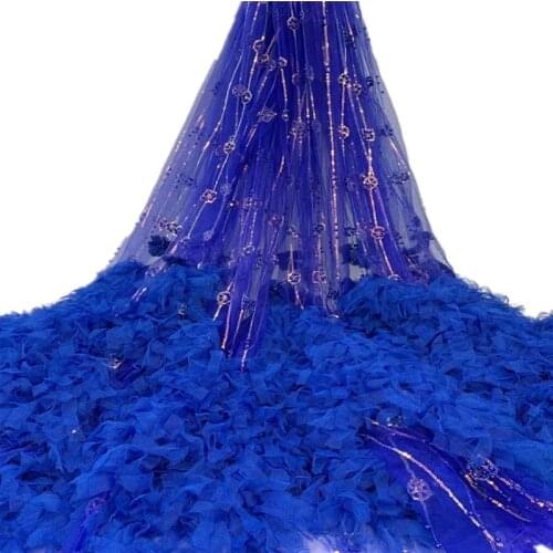 SJ Lace Beaded 3D Flower Lace African Lace Fabric 2021 High Quality Nigerian Lace Fabric Sequins French Tulle Lace Fabric zx5-95