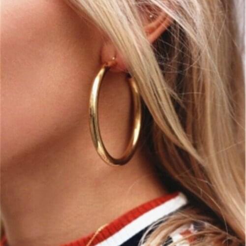 Fashion Metal Circle Earrings For Women Modern Gold Color Round Earrings Brincos Wholesale Party Gift