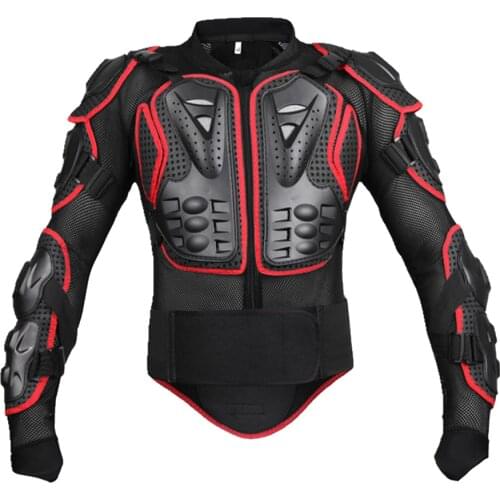 Motorcycle Full Body Protector Armor - Motocross ATV Guard Shirt Jacket Mesh with Back Spine Chest Shoulder Protection - Red