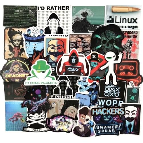 10/30/50pcs/pack Programmer Hacker Network Lable Stickers For Notebook Motorcycle Skateboard Mobile Phone Decal Trunk Helmet
