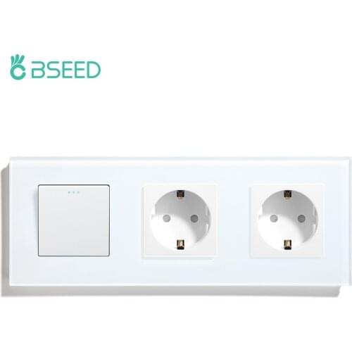 BSEED Mechanical Wall Light Switch PC Frame 2Gang 2Way Wall Switch Power Push Button Switches Black Gray