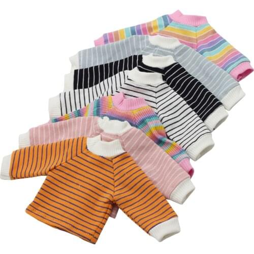 BJD Doll Clothes Fashion Rainbow Striped T-shirt Long Sleeve Sweater For 1/6 bjd YOSD MYOU SD DD Doll Costume Shoes Accessories
