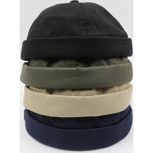 Solid Beanie Brimless Cap Vintage Retro Harbour Docker Hat Rolled Cuff Skull Sailor Biker Cap Summer Outdoor Casual Men Women