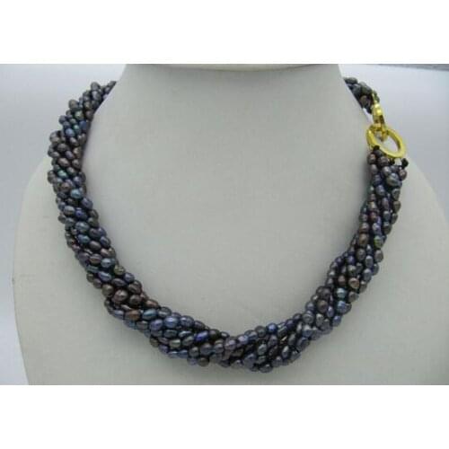 50" 8- 9mm round black freshwater pearl necklace free shipping