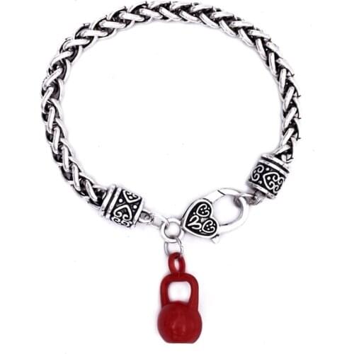 Factory Direct Selling Alloy Metal Sports Gym Fitness Kettle Bells Pendants Bracelets For Women