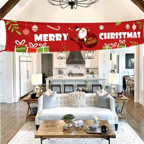 Christmas Banner Large Xmas Sign Outdoor Hanging Ornament Party Decorations Supplies Santa Claus