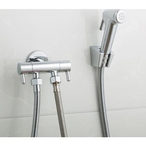 Handheld bidet sprayer set for toilets bidet faucet set toilet angle valve kit toilet spray gun bidet spray set plating G1/2