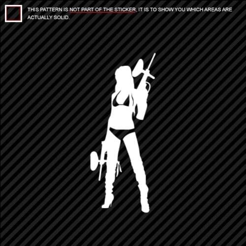 Sexy Paintball Girl Sticker Die Cut chick women many colors 15cm