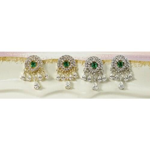 Real 925 Sterling Silver Natural Stone Creative Handmade Fine Jewelry Vintage Flower Tassel Stud Earrings for Women Brincos