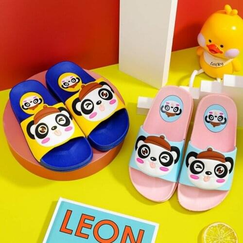 Cartoon Panda Children Slippers Summer Parent-child Home Indoor Slippers Comfort Non-Slip Kids Bathroom Shoes Boys Girls Shoes