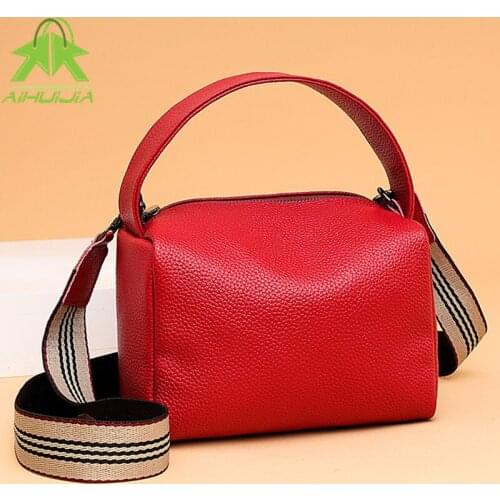 Fashion Genuine Leather Womens Handbag New Simplicity Solid Color Shoulder Bags Travel All-match Women Broadband Messenger Bag