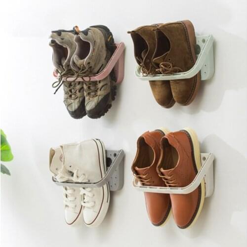 Creative Simple Plastic Shoe Rack Perforated Wall-Mounted Bathroom Shoe Shelves Household Storage Supplies