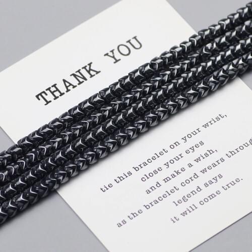 WLYeeS Sleek Gear Hematite Beads Natural Stone Cylinder Black Loose Space Beads For DIY Jewelry Bracelet Necklace Making DIY 15"