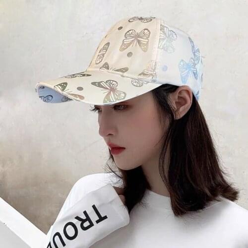 Butterfly Print Women Baseball Cap Trendy Reflective Discolor Hip Hop Hat Casual Outdoor Trucker Dad Sun Visor Hats