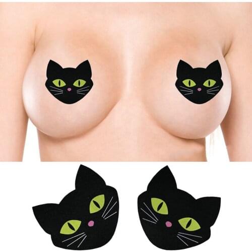 10 Pair fun Sexy Luminous Shape Adhesive Nipple Covers BreastsBreast Cat fun Sticker Emptied Chest Breast 2 Colors