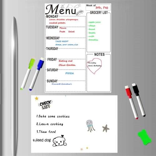 2pcs A4 Magnetic Dry-Erase Board for Fridge Magnetic White Board Refrigerator Magnets Daily Planner Menu Board Organizer Sheet