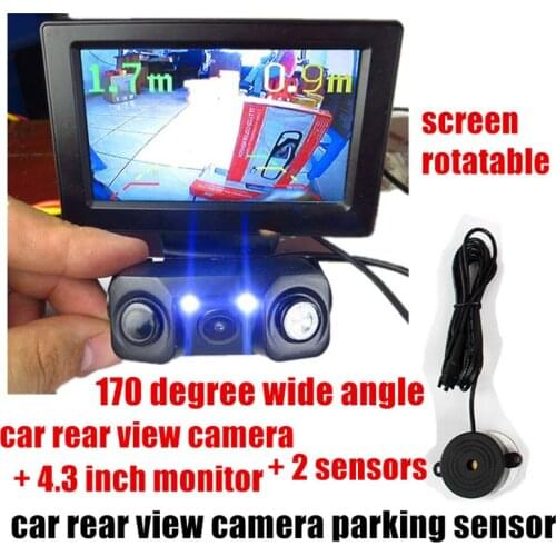 LED LCD Car Parking Assistance High-resolution TFT 4.3 Inch 170 degree angle With Sensor on Rearview Camera 3 in 1 Car Monitor