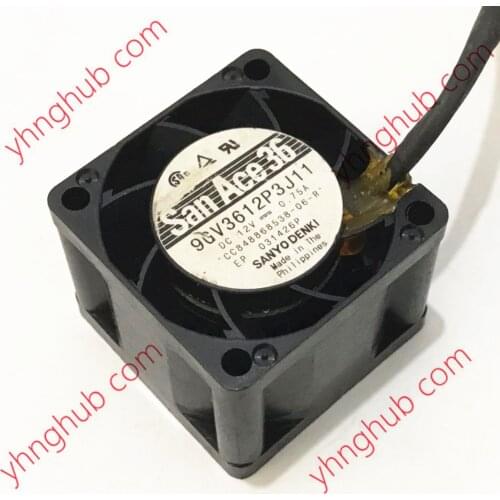 Sanyo Denki 9GV3612P3J11 DC 12V 0.75A 36x36x28mm 4-Wire Server Cooling Fan