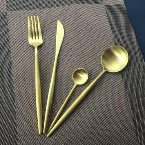 4Pcs/set Dinnerware Set 304 Stainless Steel Gold Cutlery Set Knife Fork Set Flatware Tableware Silverware Drop Shipping