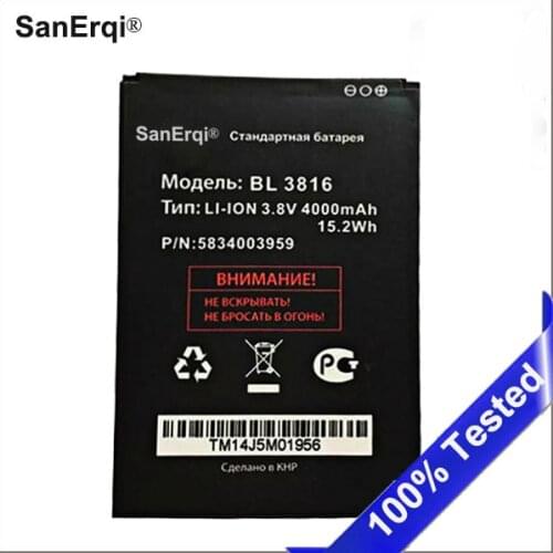 SanErqi 3000mAh High Quality 3.8v BL3816 BL 3816 phone Battery For FLY IQ4504 IQ 4504 Accumulator Battery