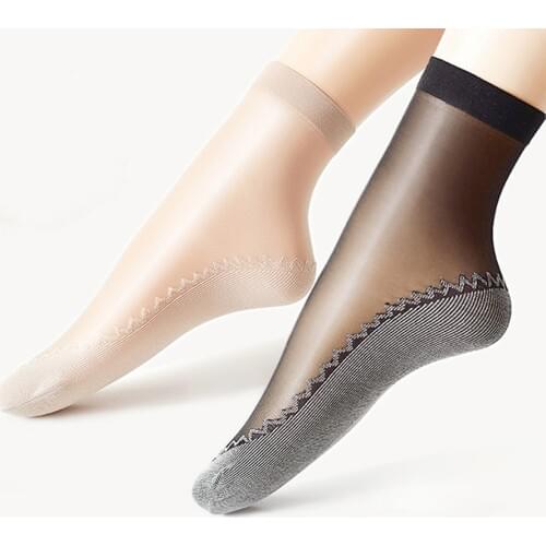 Art socks Velvet Silk Womens Socks Cotton Bottom Soft Non Slip Sole Massage Wicking Slip-Resistant Autumn Sock 10 Pairs / Bag