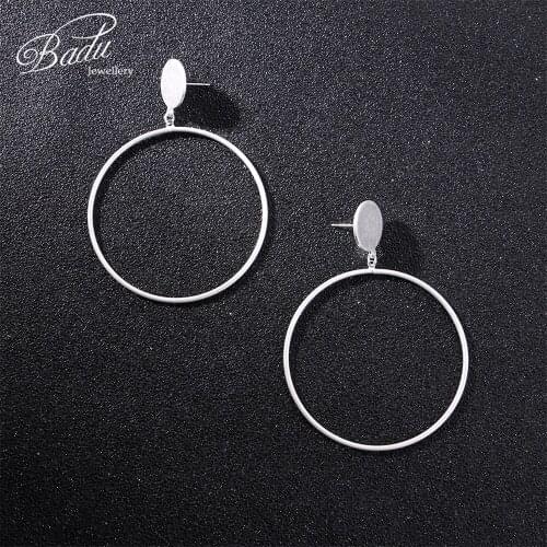 Badu Geometric Big Round Circle Earrings For Women Gold Color Punk Statement Fashion Large Hollow Drop Earrings Jewelry